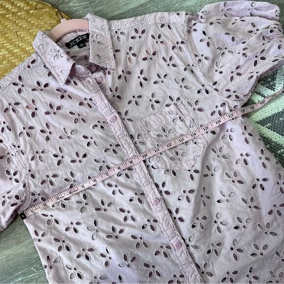 J. Crew spring garden eyelet button down‎ blouse collared polo women’s size 2 - Picture 5 of 6